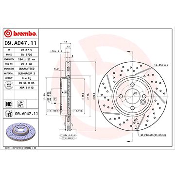 

BREMBO brzdový kotouč 09.A047.11, sada 2 ks