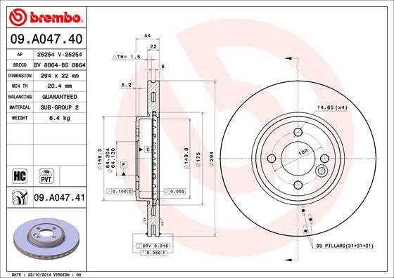 

BREMBO brzdový kotouč 09.A047.41, sada 2 ks