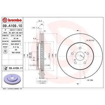 

BREMBO brzdový kotouč 09.A109.11, sada 2 ks