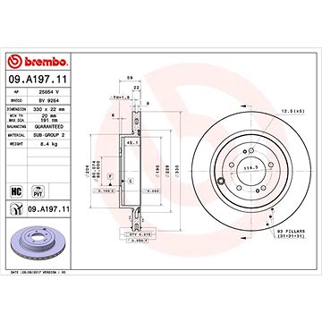 

BREMBO brzdový kotouč 09.A197.11, sada 2 ks