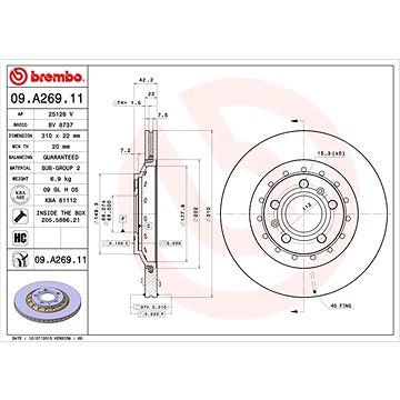 

BREMBO brzdový kotouč 09.A269.11, sada 2 ks