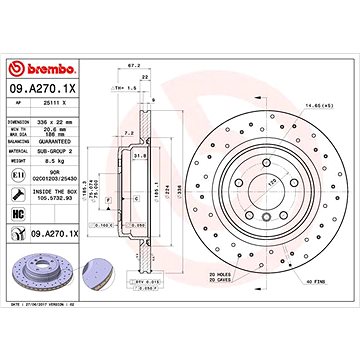 

BREMBO brzdový kotouč 09.A270.1X, sada 2 ks