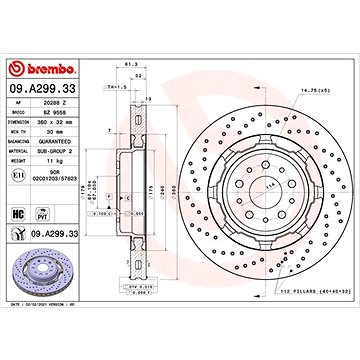 

BREMBO brzdový kotouč 09.A299.33, sada 2 ks