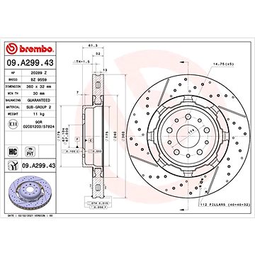 

BREMBO brzdový kotouč 09.A299.43, sada 2 ks