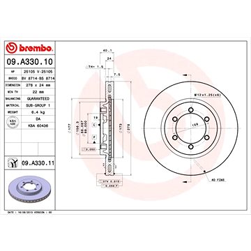 

BREMBO brzdový kotouč 09.A330.11, sada 2 ks