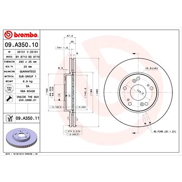 

BREMBO brzdový kotouč 09.A350.11, sada 2 ks