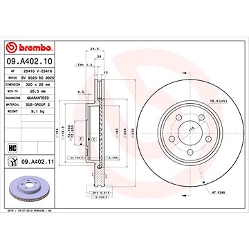 

BREMBO brzdový kotouč 09.A402.11, sada 2 ks