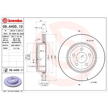 

BREMBO brzdový kotouč 09.A405.11, sada 2 ks