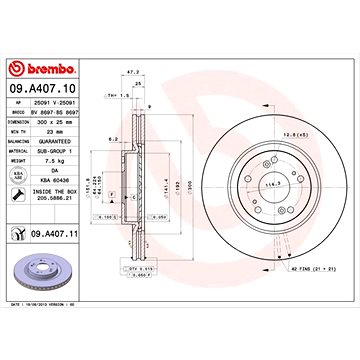 

BREMBO brzdový kotouč 09.A407.11, sada 2 ks