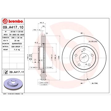 

BREMBO brzdový kotouč 09.A417.11, sada 2 ks