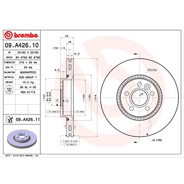 

BREMBO brzdový kotouč 09.A426.11, sada 2 ks