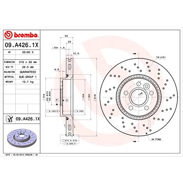 

BREMBO brzdový kotouč 09.A426.1X, sada 2 ks