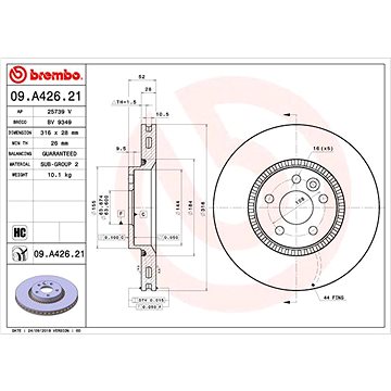 

BREMBO brzdový kotouč 09.A426.21, sada 2 ks