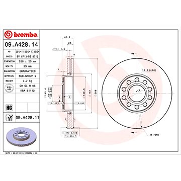 

BREMBO brzdový kotouč 09.A428.11, sada 2 ks