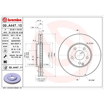 

BREMBO brzdový kotouč 09.A447.11, sada 2 ks