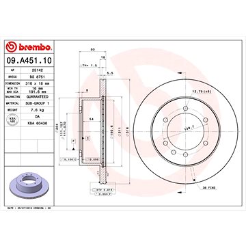 

BREMBO brzdový kotouč 09.A451.10, sada 2 ks