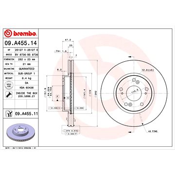 

BREMBO brzdový kotouč 09.A455.11, sada 2 ks