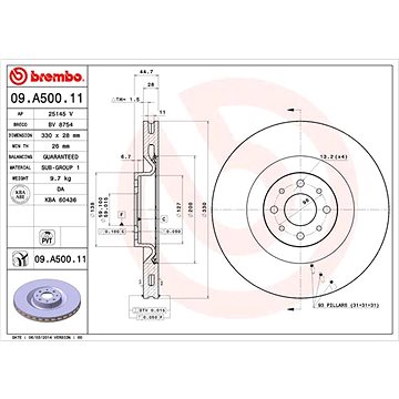 

BREMBO brzdový kotouč 09.A500.11, sada 2 ks