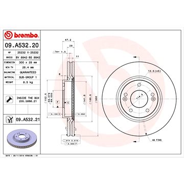 

BREMBO brzdový kotouč 09.A532.21, sada 2 ks