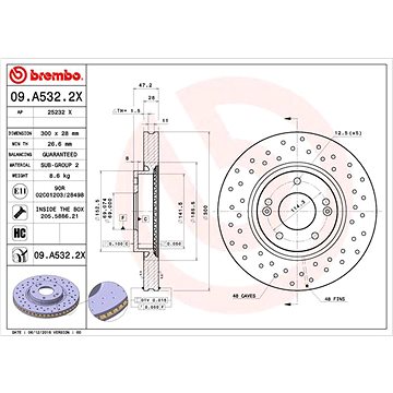 

BREMBO brzdový kotouč 09.A532.2X, sada 2 ks