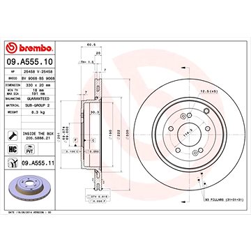 

BREMBO brzdový kotouč 09.A555.11, sada 2 ks