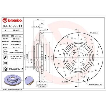 

BREMBO brzdový kotouč 09.A599.1X, sada 2 ks