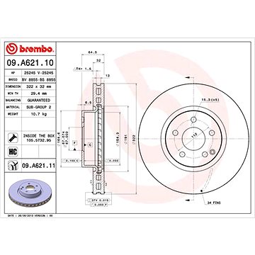 

BREMBO brzdový kotouč 09.A621.11, sada 2 ks