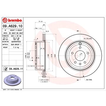 

BREMBO brzdový kotouč 09.A629.11, sada 2 ks