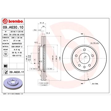 

BREMBO brzdový kotouč 09.A630.11, sada 2 ks