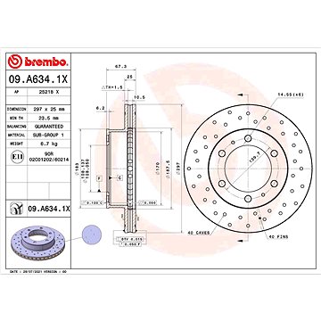 

BREMBO brzdový kotouč 09.A634.1X, sada 2 ks