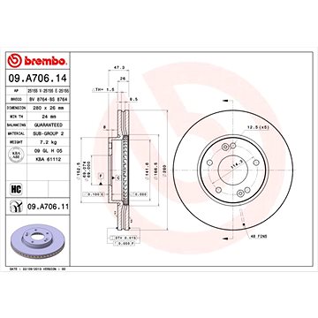 

BREMBO brzdový kotouč 09.A706.11, sada 2 ks