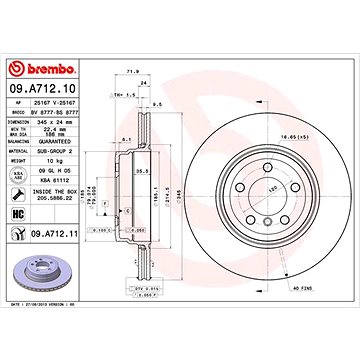 

BREMBO brzdový kotouč 09.A712.11, sada 2 ks