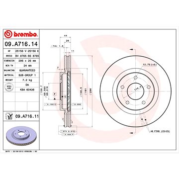 

BREMBO brzdový kotouč 09.A716.11, sada 2 ks