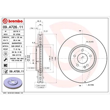

BREMBO brzdový kotouč 09.A726.11, sada 2 ks