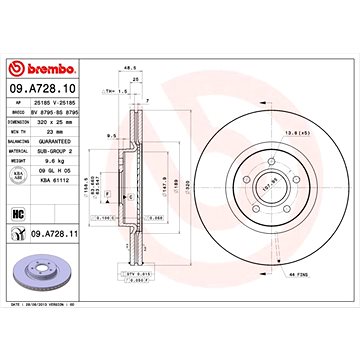 

BREMBO brzdový kotouč 09.A728.11, sada 2 ks