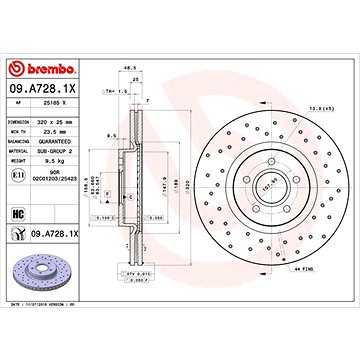 

BREMBO brzdový kotouč 09.A728.1X, sada 2 ks