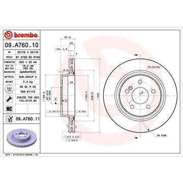 

BREMBO brzdový kotouč 09.A760.11, sada 2 ks