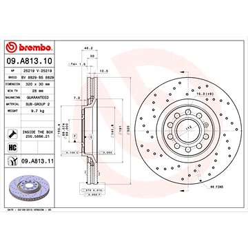 

BREMBO brzdový kotouč 09.A813.11, sada 2 ks