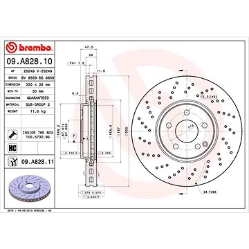 

BREMBO brzdový kotouč 09.A828.11, sada 2 ks