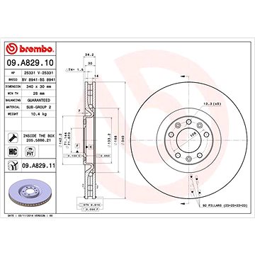 

BREMBO brzdový kotouč 09.A829.11, sada 2 ks