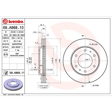 

BREMBO brzdový kotouč 09.A868.11, sada 2 ks