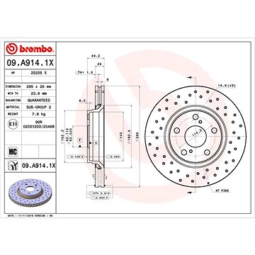 

BREMBO brzdový kotouč 09.A914.1X, sada 2 ks