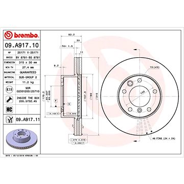 

BREMBO brzdový kotouč 09.A917.11, sada 2 ks