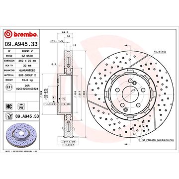 

BREMBO brzdový kotouč 09.A945.33, sada 2 ks