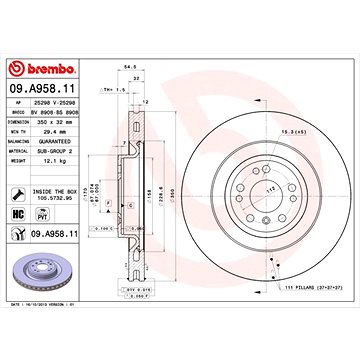 

BREMBO brzdový kotouč 09.A958.11, sada 2 ks