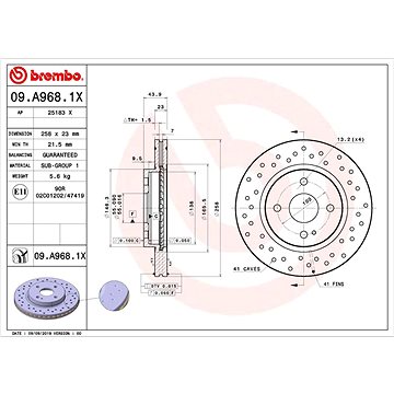 

BREMBO brzdový kotouč 09.A968.1X, sada 2 ks