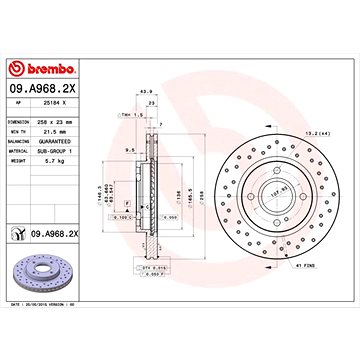 

BREMBO brzdový kotouč 09.A968.2X, sada 2 ks