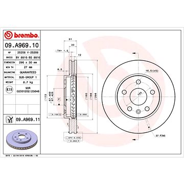 

BREMBO brzdový kotouč 09.A969.11, sada 2 ks