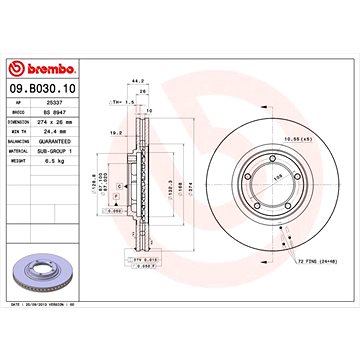 

BREMBO brzdový kotouč 09.B030.10, sada 2 ks