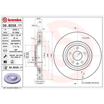 

BREMBO brzdový kotouč 09.B038.11, sada 2 ks